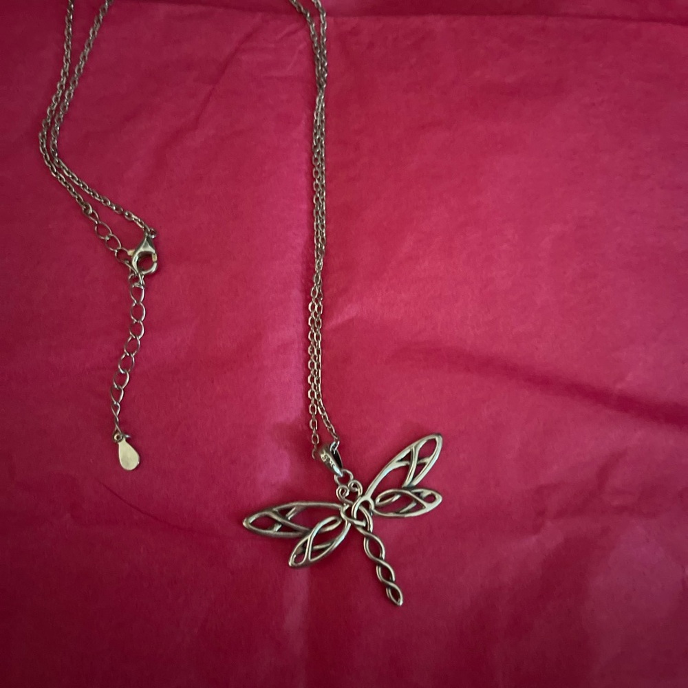 Dragonfly necklace with Celtic body sterling new